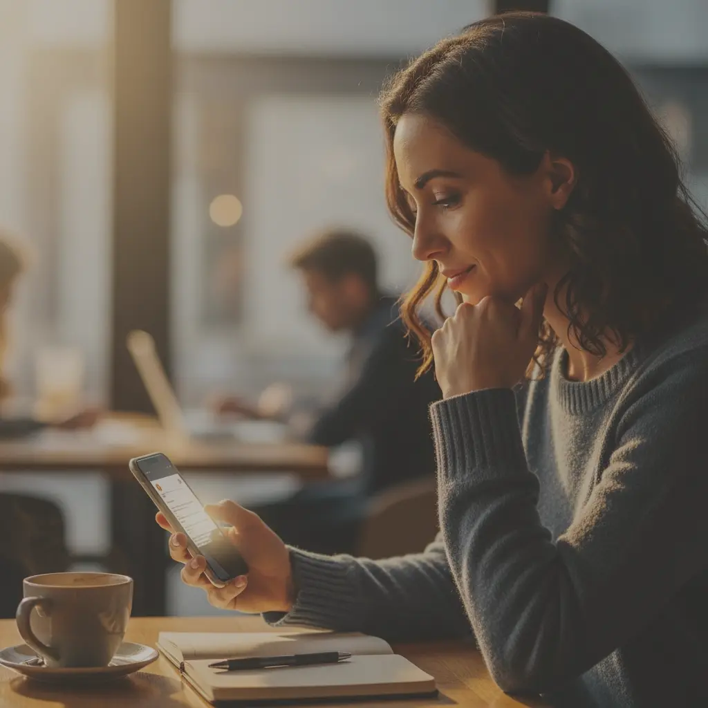 An illustration showing an AI robot handing a personalized financial report to a happy person.