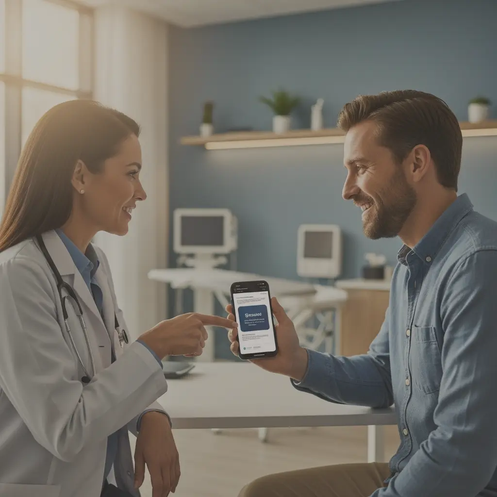 A smartphone screen showing a secure, branded healthcare notification from a trusted source.