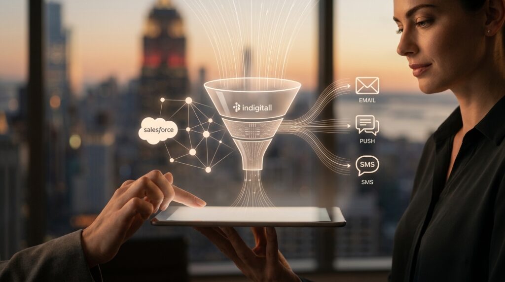 Customer journey orchestration between Salesforce Marketing Cloud and indigitall