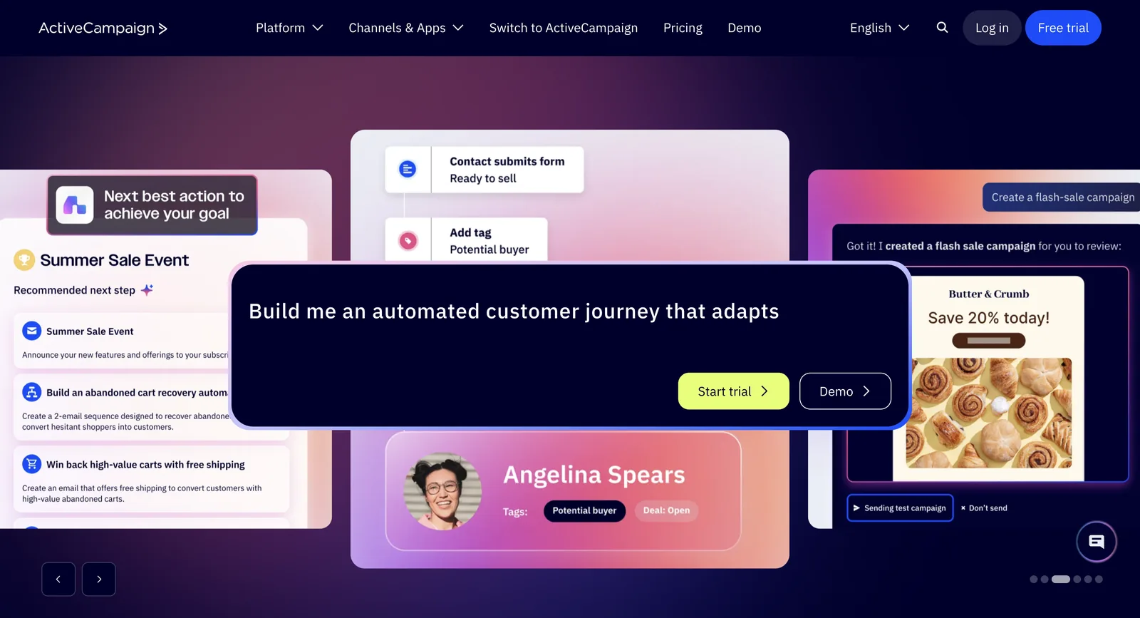 Homepage de ActiveCampaign