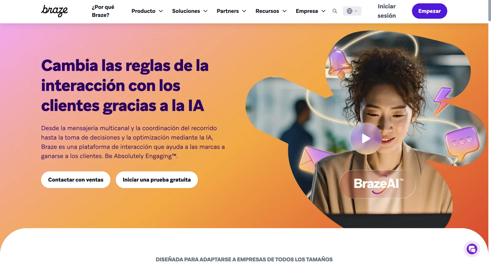 Homepage de Braze