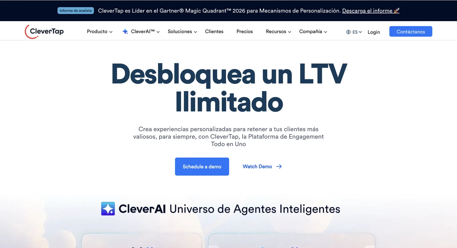 Homepage de CleverTap