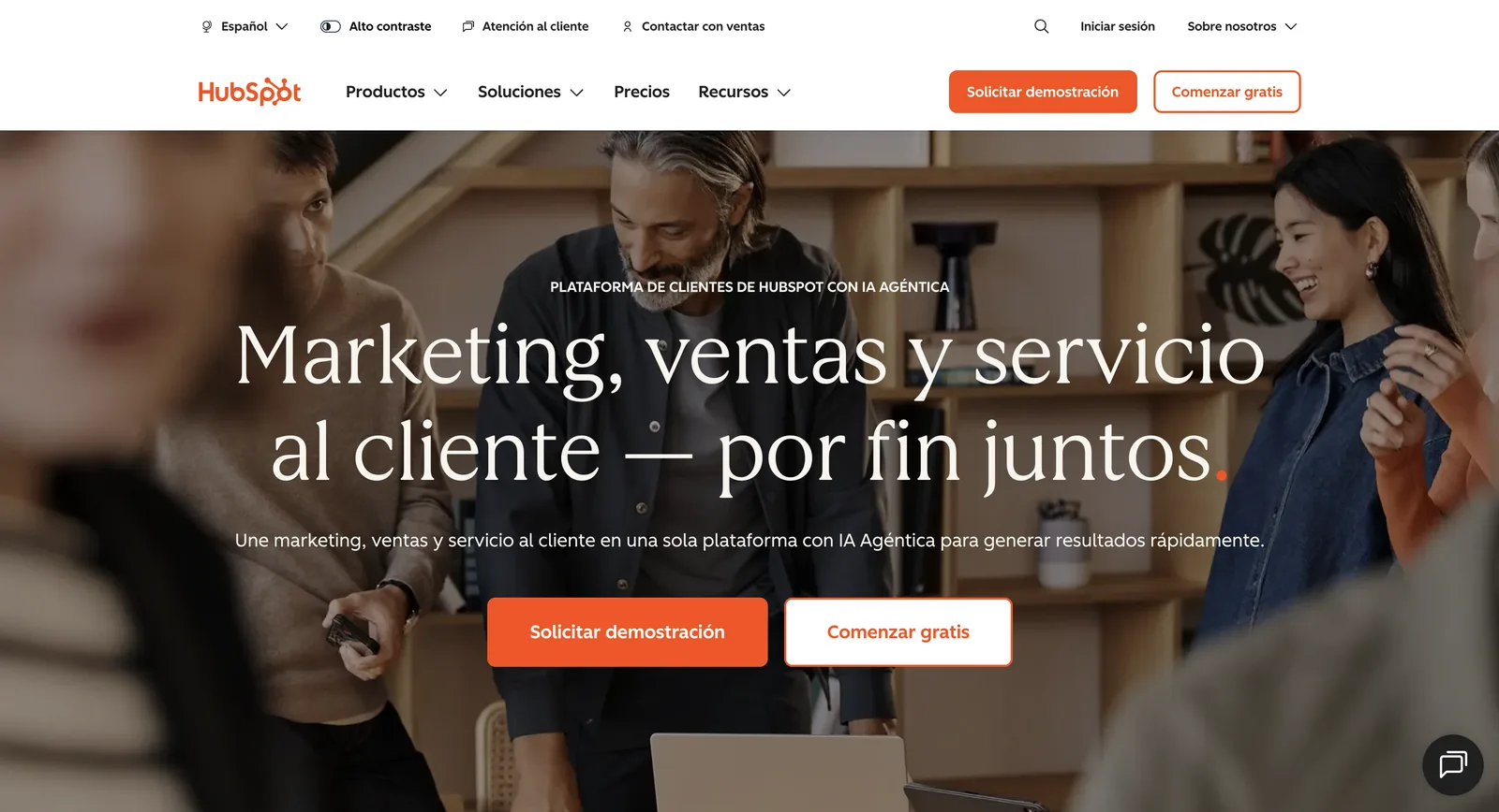 Homepage de HubSpot