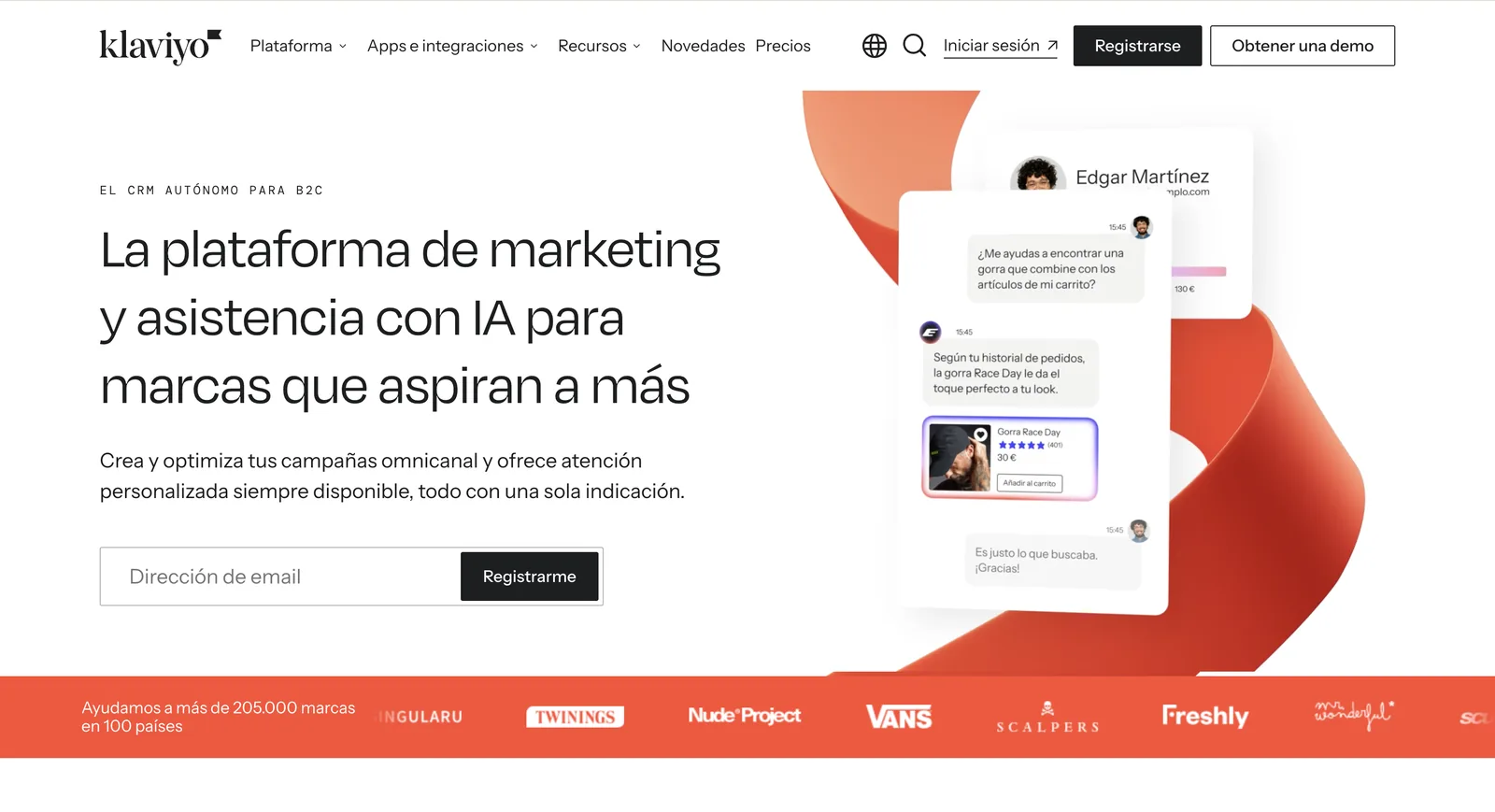 Homepage de Klaviyo