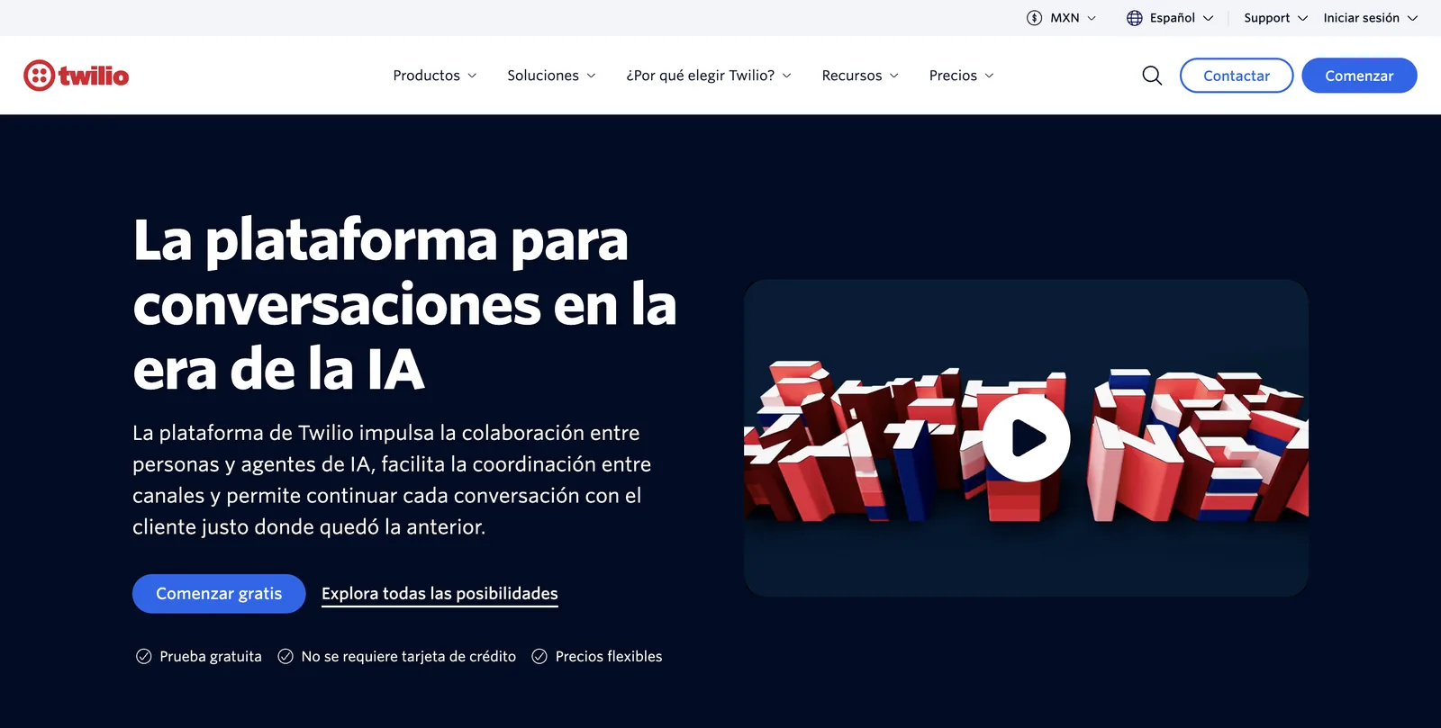 Homepage de Twilio