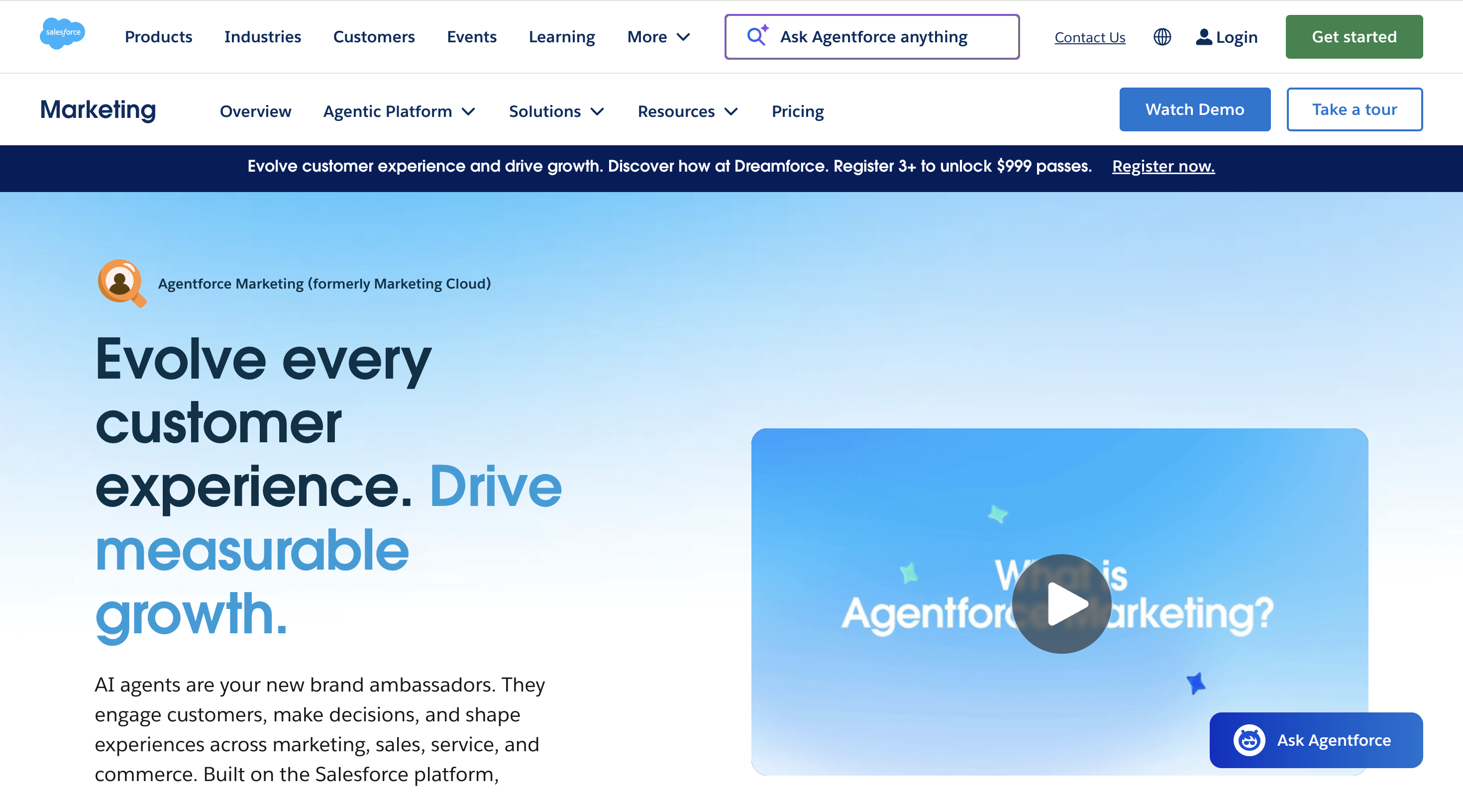 Salesforce Health Cloud home page with its headline and product blocks.